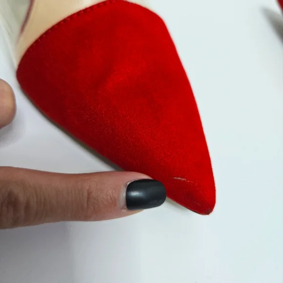 Zara Chunky Block Heeled Mules Vinyl Red High Heels Sexy Business Chic Size US 9 - Picture 11 of 12